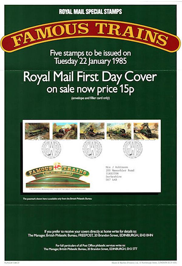 Famous Trains First Day Covers.