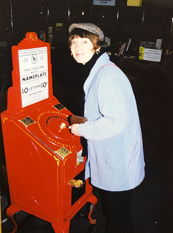 Diddley wearing a flat cap at the National Railway Museum in York.