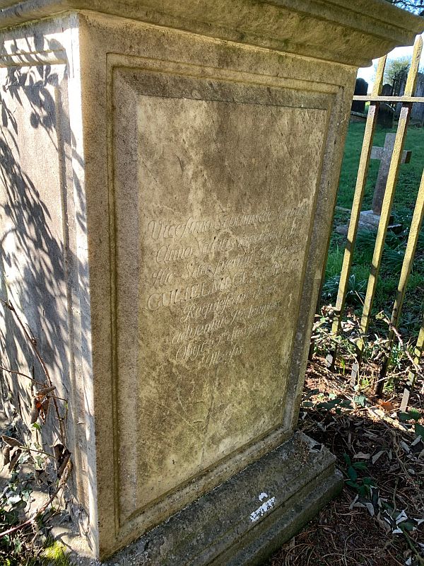 Tombstone in Wotton Church graveyard.