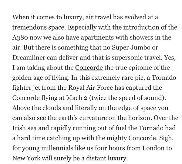 Write-up on Concorde.