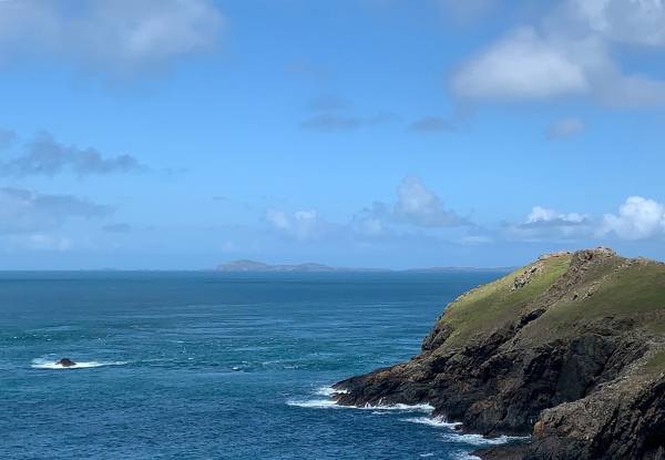 St Bride's Bay. The hills of Ramsay Island and the St David's peninsular across the bay.