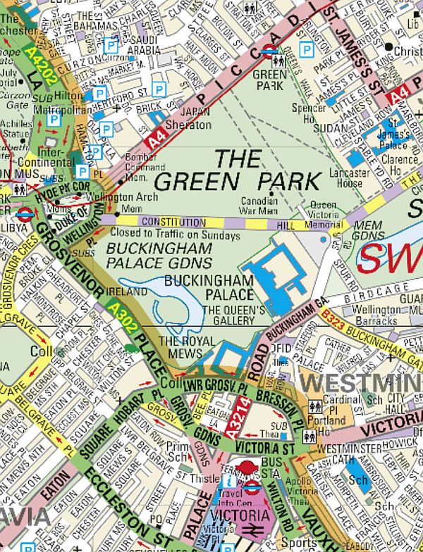 Map of Buckingham Palace and surrounds taken from the A-Z.