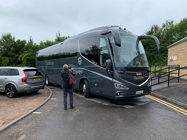 Sutton United team coach arriving at Forest Green.