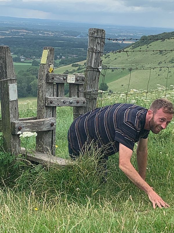 Dog stile Big Jay! Also unusual in being built by local volunteers as a very rare “squeeze” stile. Not for for lardies.