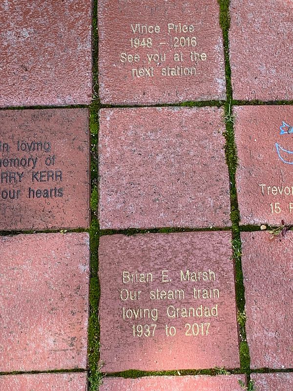 Memorial tiles, Bluebell Railway garden.