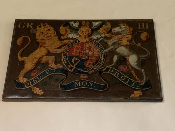 Georgian coat of arms (George III) in Wisley Church.