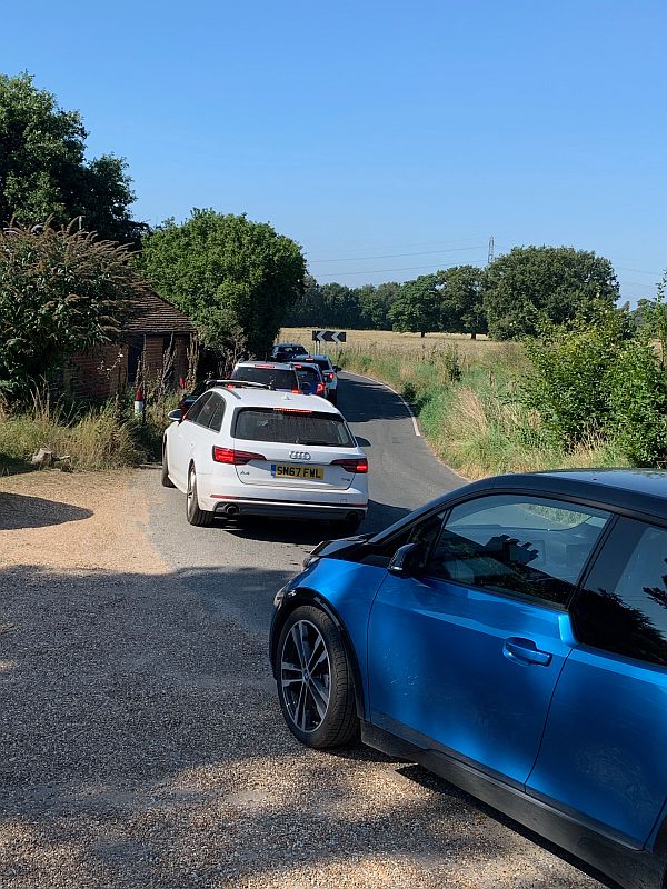 Queue of cars.