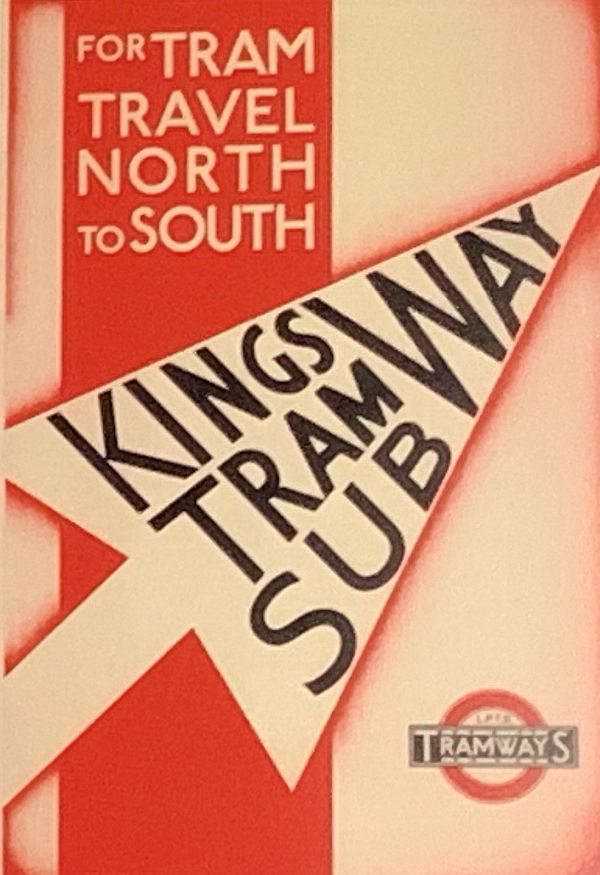 Poster advertising North to South travel through the Kingsway Tram Subway.