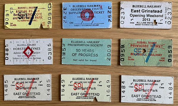 Some Bluebelll Railway tickets.