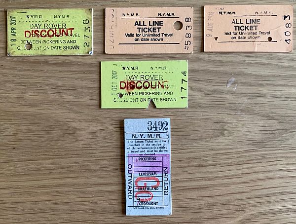 Selection of North Yorkshire Moors Railway tickets.
