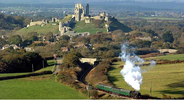 Corfe Castle and the Sawange Railway.