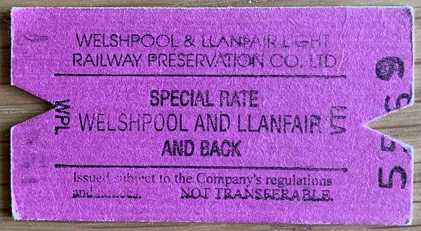 Welshpool and Llanfair Railway ticket.