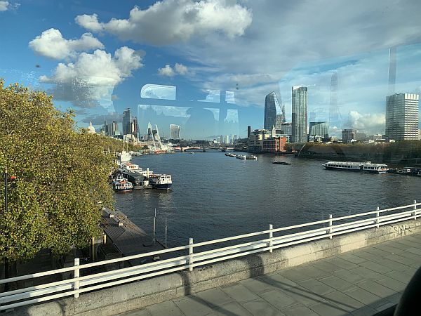 Looking downstream from the upstairs of the 341 bus.