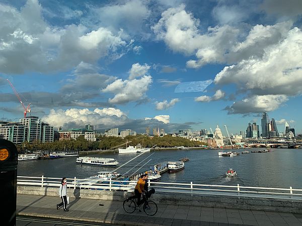 Dreamy clouds looking downstream from the top of the 139 bus.