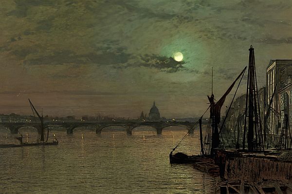Waterloo Bridge by John Atkinson Grimshaw. "The painter of moonlight".
