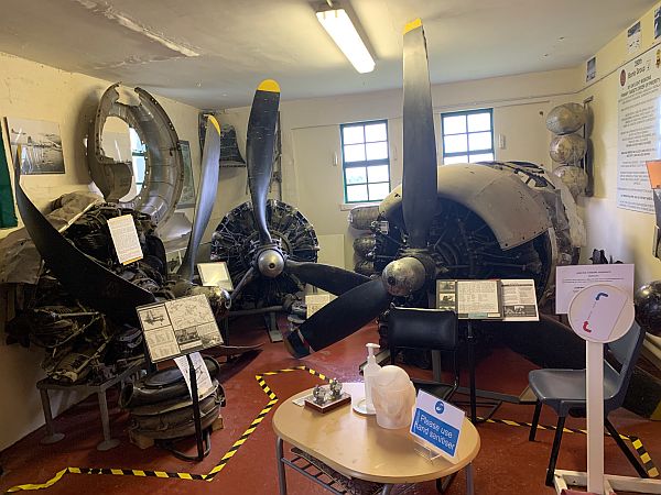 Salvaged bomber parts from crashed aircraft.