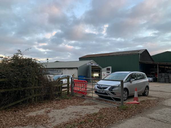 Bobby's car outside the garage awaiting collection.