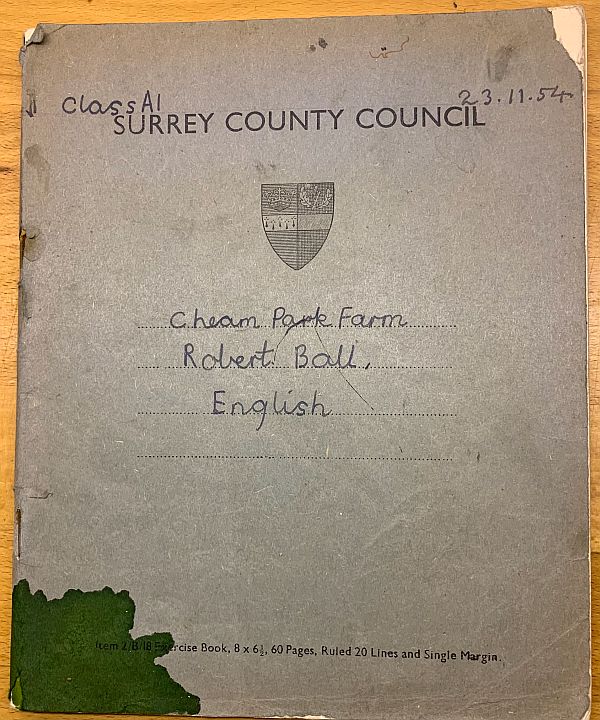 The front cover of Bobby's school English Excercise Book. Dated 23.11.54