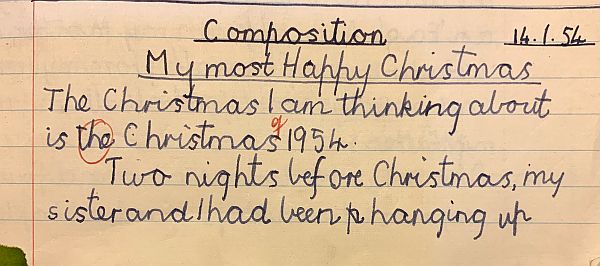 Bobby's Composition: My Most Happy Christmas.