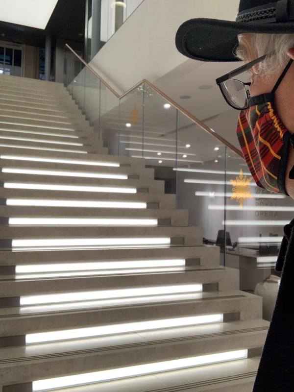 Glass-sided stairs in the Royal Opera House.