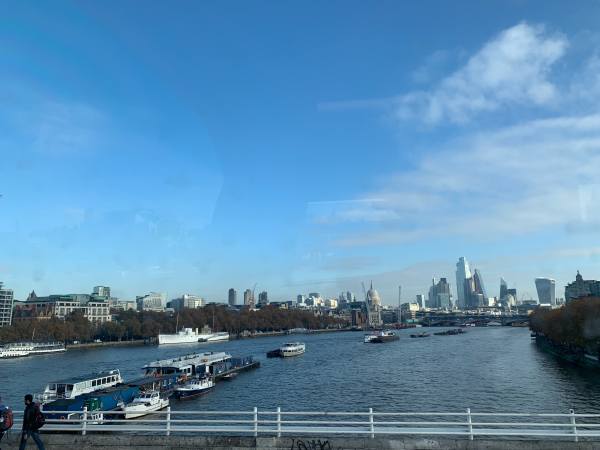 View of the Thames downstream from Waterloo Bridge.