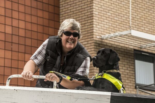 Tracey and Oakley at a lock