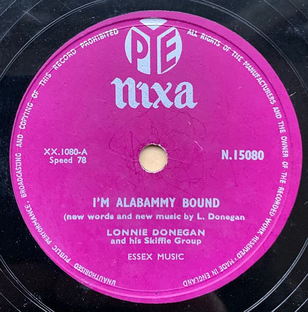 Record label of Lonnie Donegan "I'm Alabammy Bound.