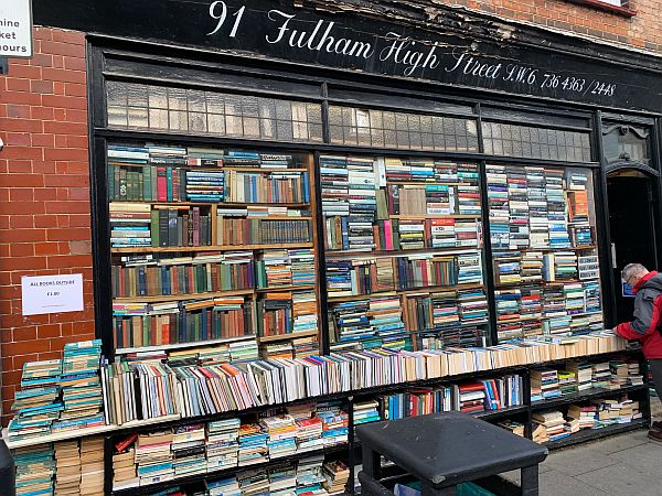 91 Fulham High Street. Near the station. Amazing bookshop.