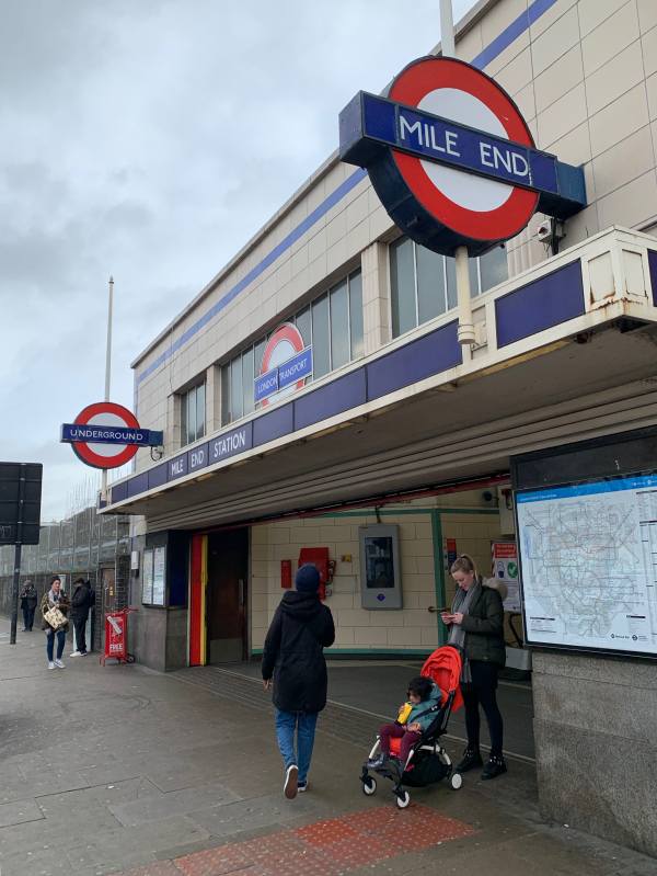 Mile End Underground Station.