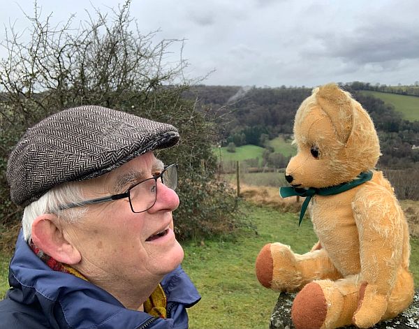 Close up of Bobby smiling at Eamonn on Swift's Hill.