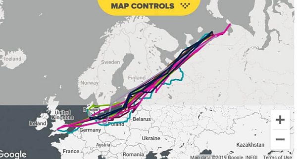 Sacha’s route and map of the full extent of the Swans' migration.