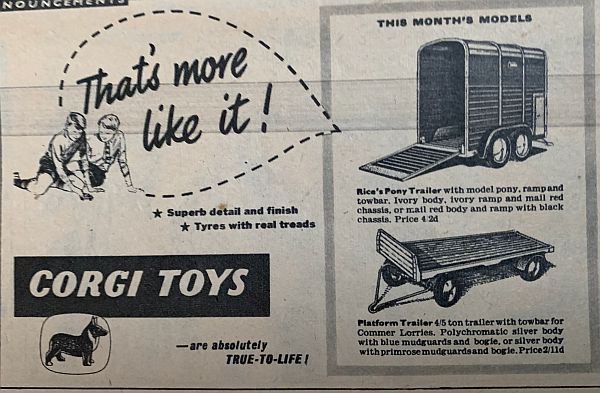 Advert for Corgi toys.