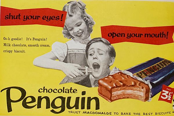 Advert for Chocolate Penguins.