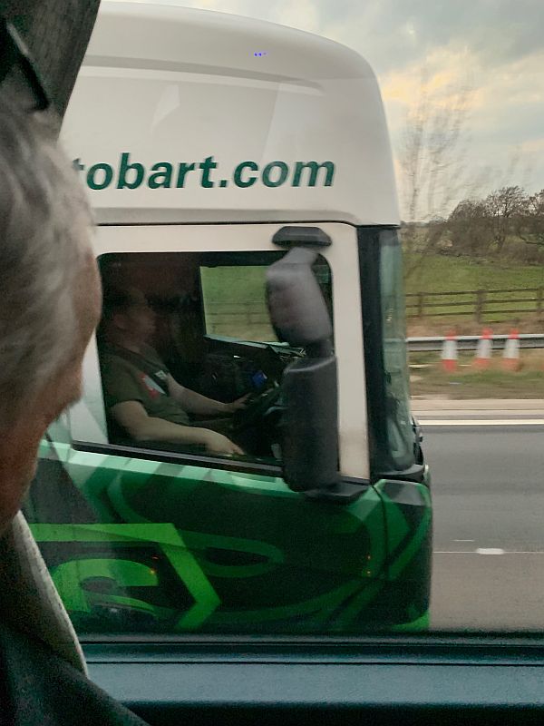 Spotting an Eddie Stobart lorry out of the coach!