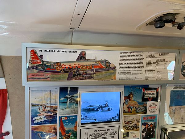 Inside the Viscount, a display including the cutaway drawing of a Viscount.