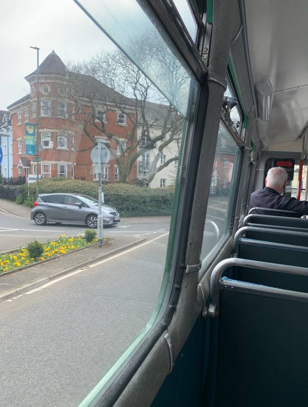 Passing the site of Dorking Bus Garage.