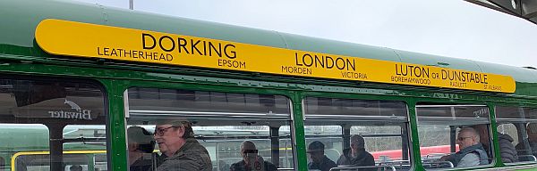 Route board: Dorking - London - Luton or Dunstable.