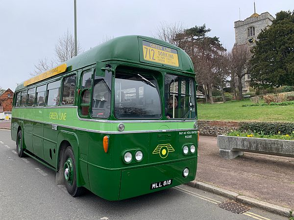 RF 281 (MLL818) outside St Mary and St Nicholas church, Leatherhead.