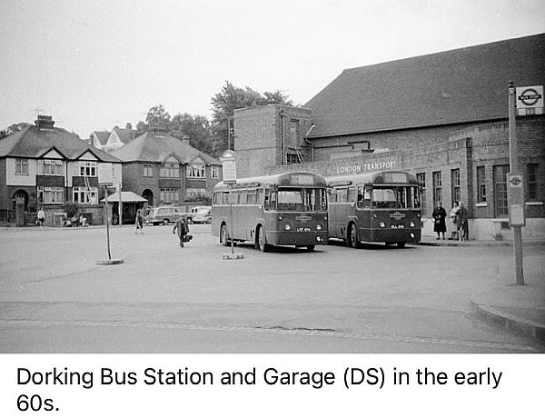 Dorking Bus Station in the early 1960s with two RFs outside.