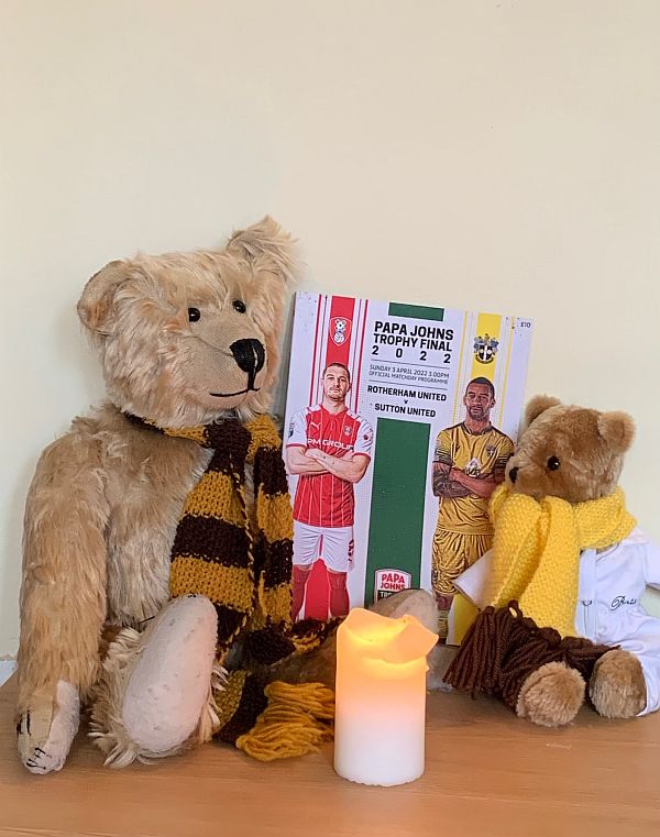 Bertie, Brooklands Bertie and the football programme with a candle lit for Diddley.