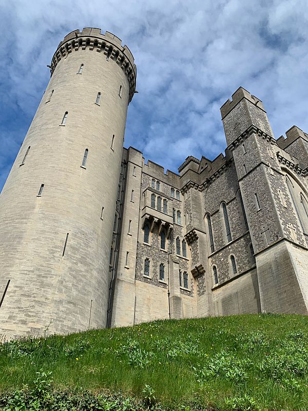 Looking up at Arundel Castle.