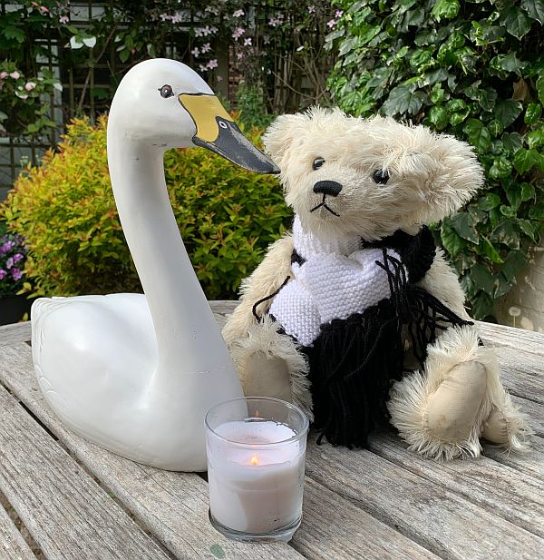 Trevor, the plastic Swan and a Candle lit for Diddley.