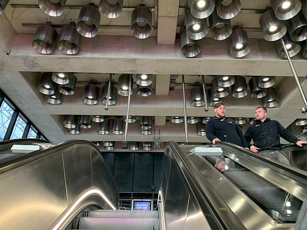 Ceiling at the top of the excalators, Tottenham Court Road.