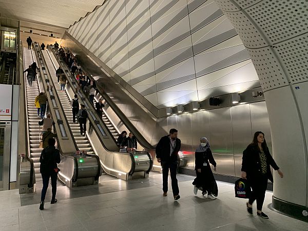 Escalators, Liverpool Street. Elizabeth Line.