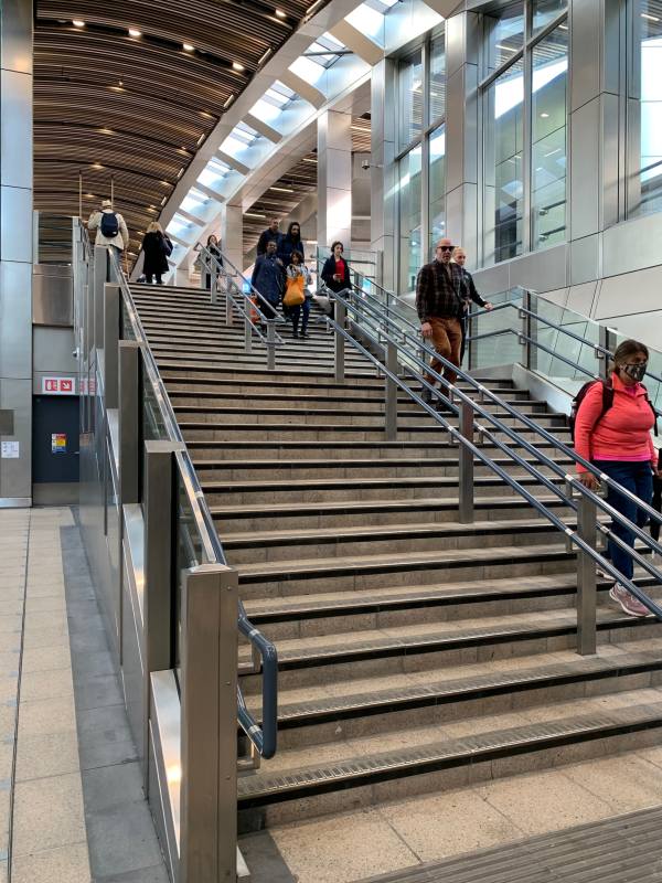 Staircase for the Elizabeth Line at Whitechapel Station.