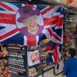 Royal flag and souvenirs for the Queen's Platinum Jubilee.