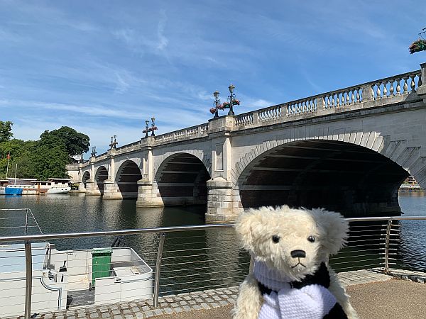 Trevor in front of Kingston upon Thames bridge.