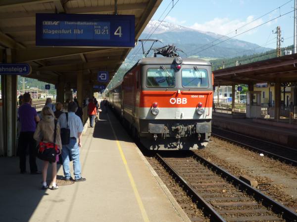 Spittall station. Train for Klagenfurt.