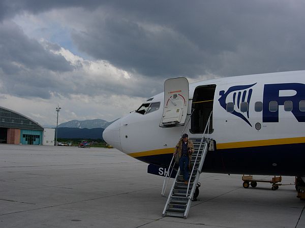 Ryannair plane at Klagenfurt Airport.
