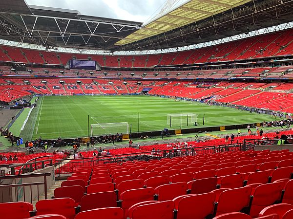 View from behind the goal in Wembley Stadium.